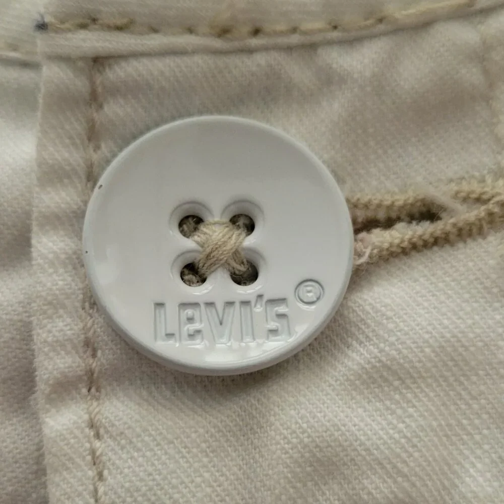 Levi's Bright White Cotton Convertible Length Bermuda Shorts Sz M New
